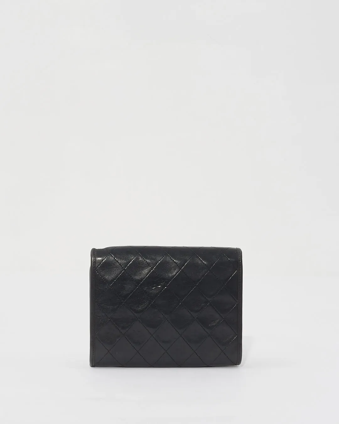 Chanel Vintage Black Lambskin Quilted Wallet on Chain