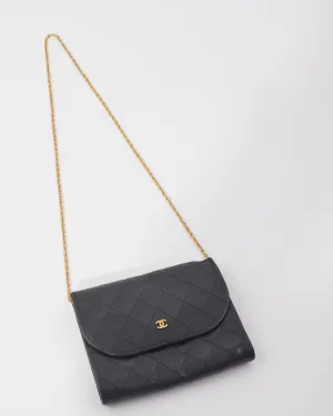 Chanel Vintage Black Lambskin Quilted Wallet on Chain