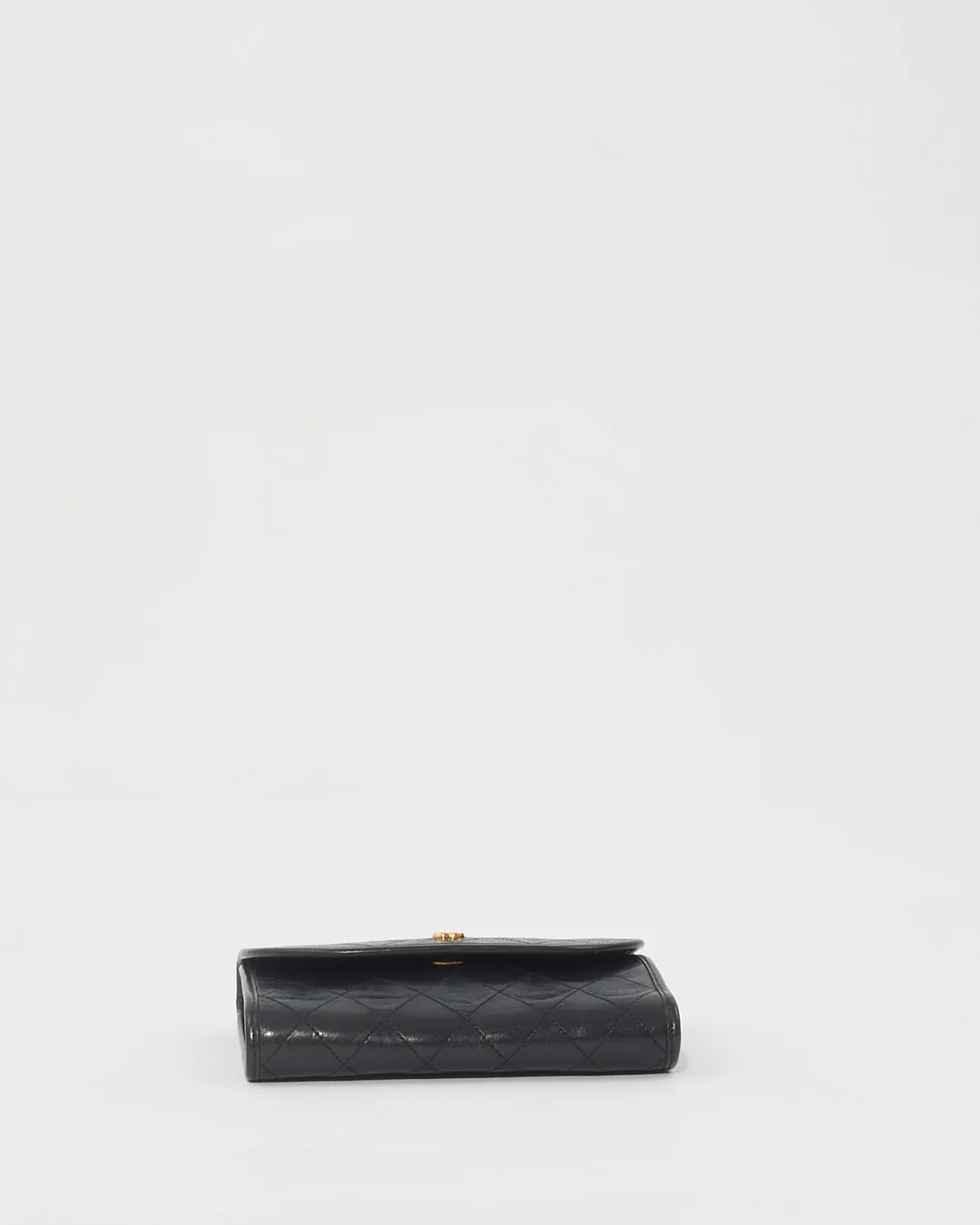 Chanel Vintage Black Lambskin Quilted Wallet on Chain