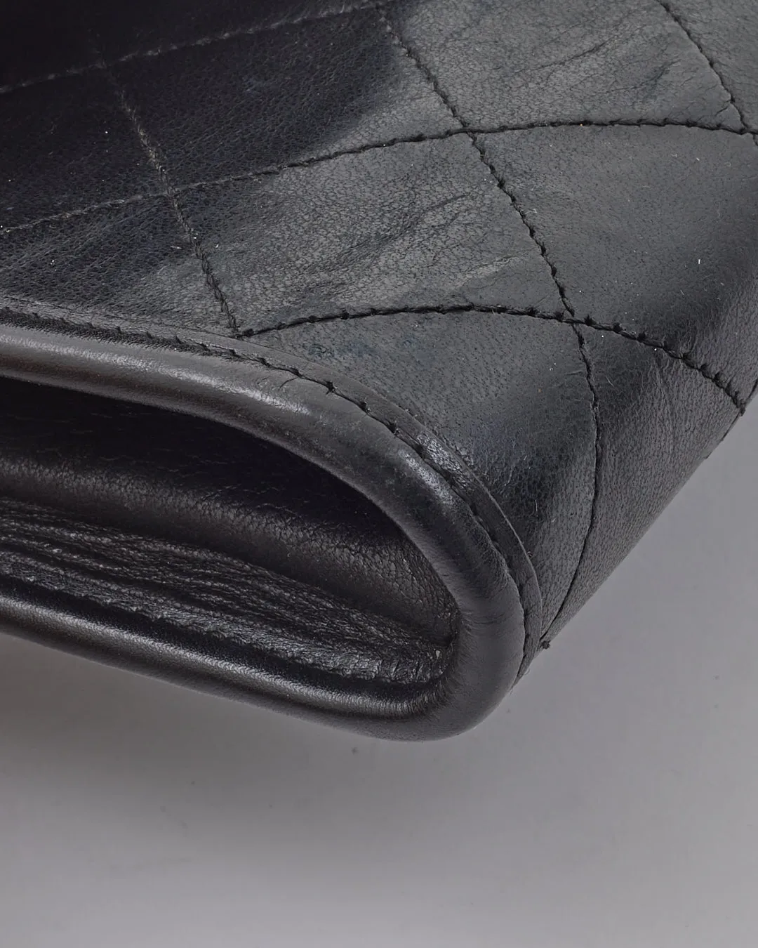Chanel Vintage Black Lambskin Quilted Wallet on Chain
