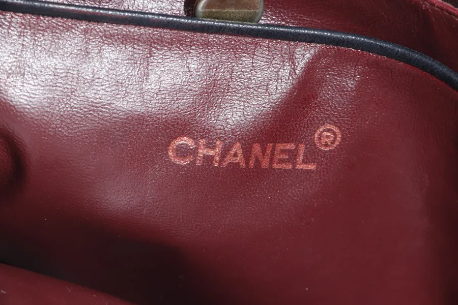 CHANEL VINTAGE CAMERA BAG (117xxxx) MEDIUM BLACK LAMBSKIN QUILTED GOLD HARDWARE NO DUST COVER