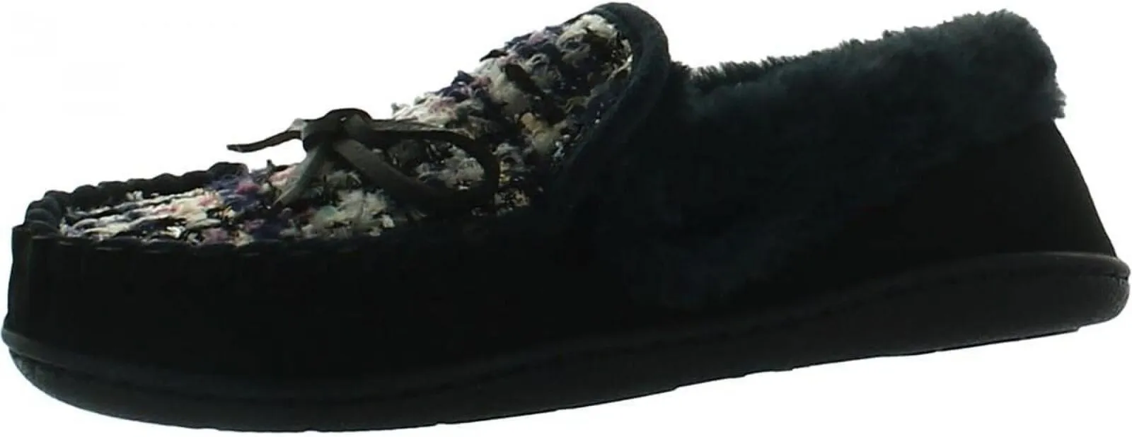 Charter Club Damask Dorenda Suede Cozy Moccasin Slippers Navy Boucle Blue 8M