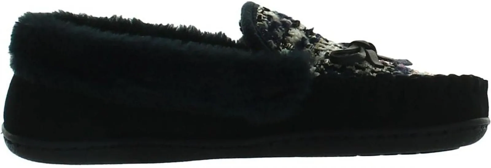 Charter Club Damask Dorenda Suede Cozy Moccasin Slippers Navy Boucle Blue 8M