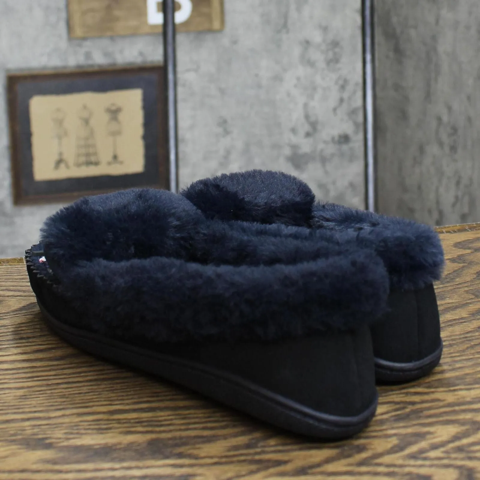 Charter Club Damask Dorenda Suede Cozy Moccasin Slippers Navy Boucle Blue 8M
