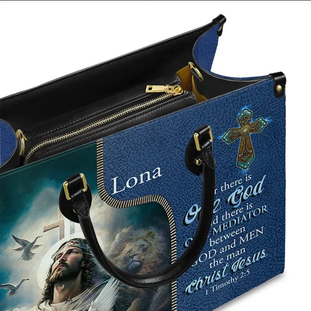Christianartbag Handbags, For There Is One God 1 Timothy 2:5 Leather Handbag Blue, Personalized Bags, Gifts for Women, Christmas Gift, CABLTB03290923.