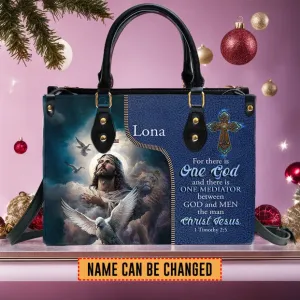 Christianartbag Handbags, For There Is One God 1 Timothy 2:5 Leather Handbag Blue, Personalized Bags, Gifts for Women, Christmas Gift, CABLTB03290923.