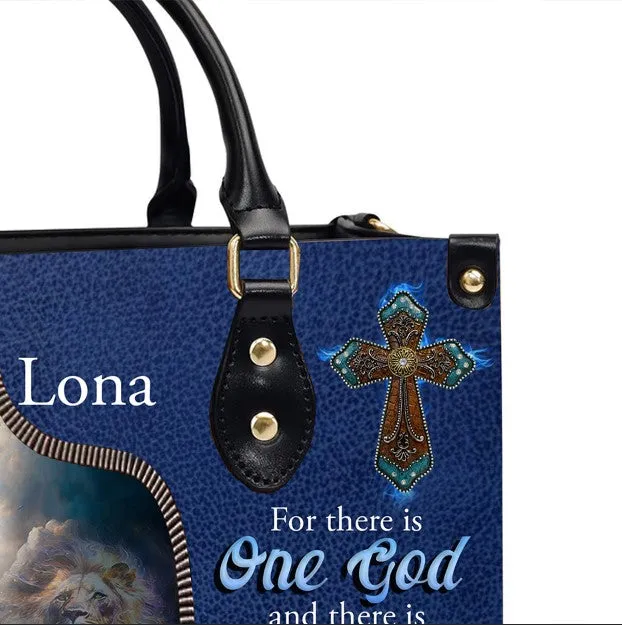 Christianartbag Handbags, For There Is One God 1 Timothy 2:5 Leather Handbag Blue, Personalized Bags, Gifts for Women, Christmas Gift, CABLTB03290923.