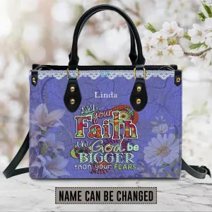 Christianartbag Handbags, Let Your Faith Be Bigger Than Your Fear Leather Handbag Purple, Personalized Bags, Gifts for Women, Christmas Gift, CABLTB01061023.