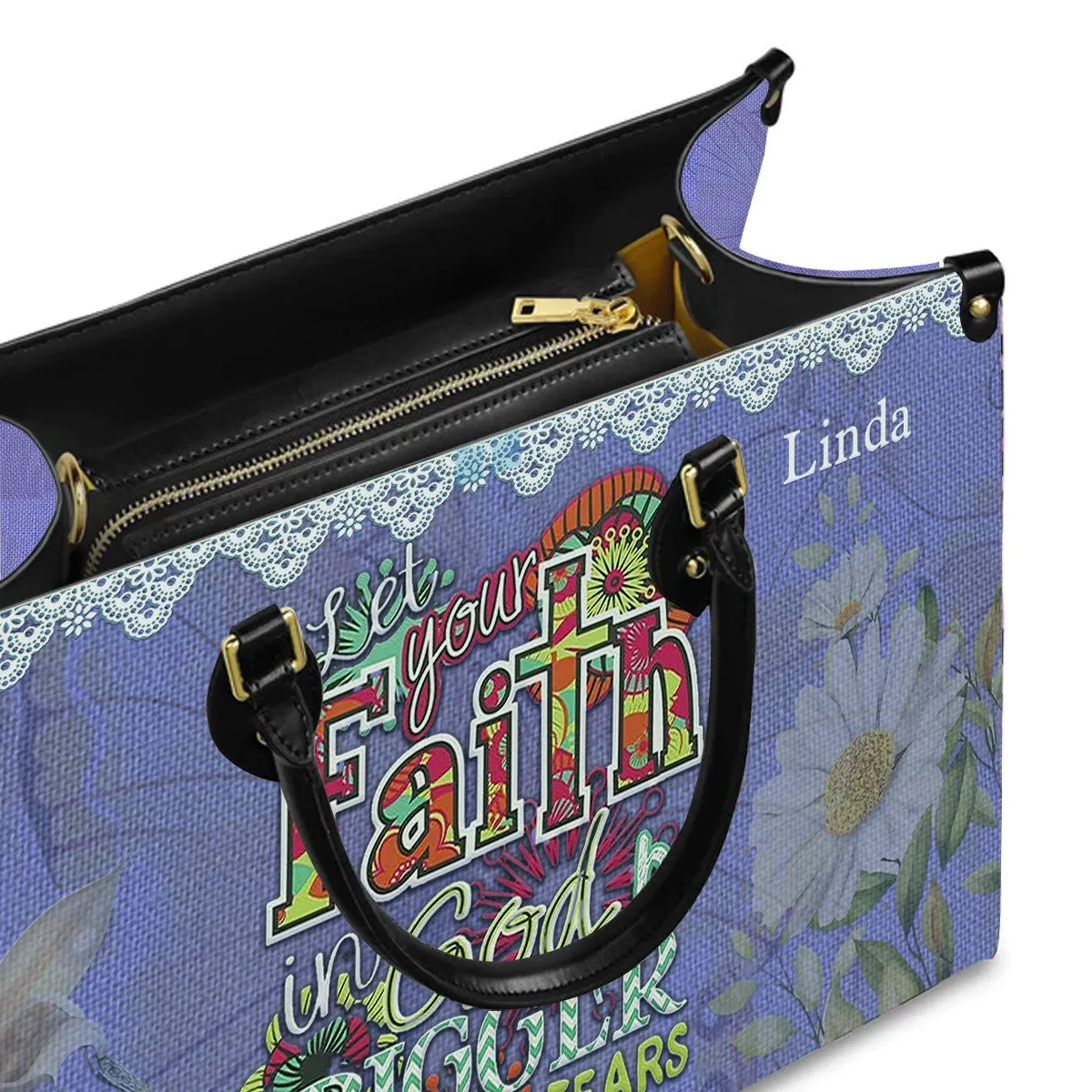 Christianartbag Handbags, Let Your Faith Be Bigger Than Your Fear Leather Handbag Purple, Personalized Bags, Gifts for Women, Christmas Gift, CABLTB01061023.