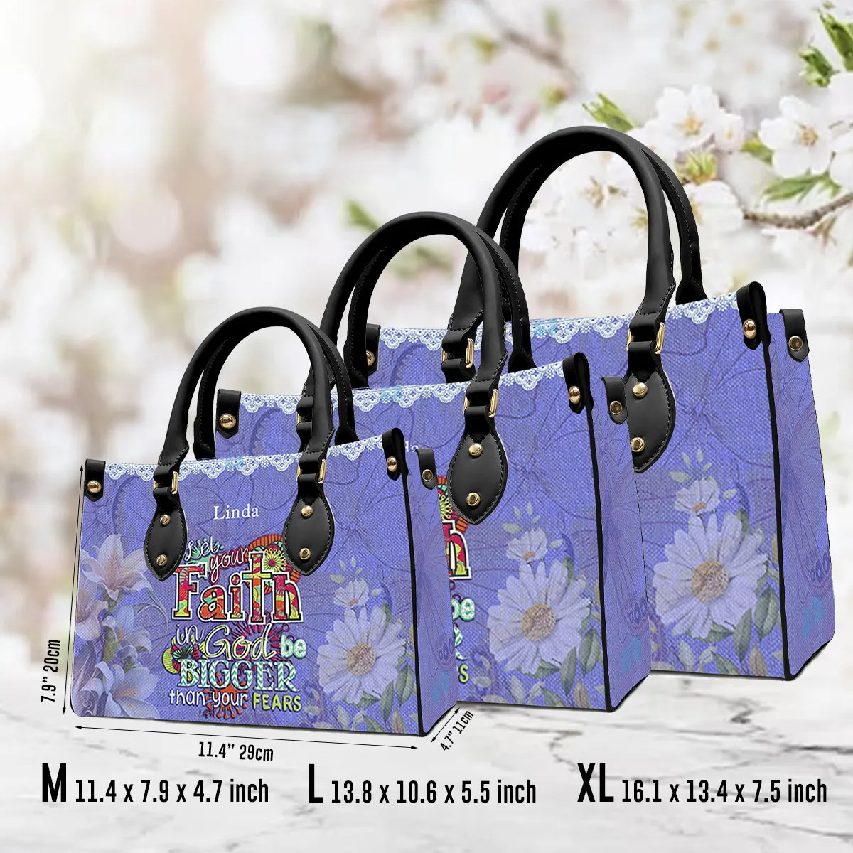 Christianartbag Handbags, Let Your Faith Be Bigger Than Your Fear Leather Handbag Purple, Personalized Bags, Gifts for Women, Christmas Gift, CABLTB01061023.