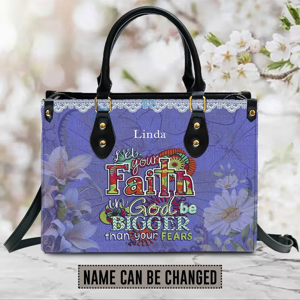 Christianartbag Handbags, Let Your Faith Be Bigger Than Your Fear Leather Handbag Purple, Personalized Bags, Gifts for Women, Christmas Gift, CABLTB01061023.