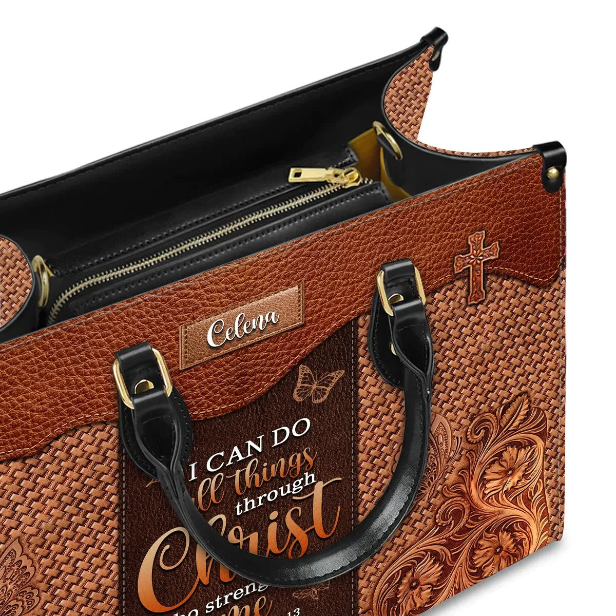 Christianartbag Handbags, Personalized Leather Handbags – A Statement of Faith & Strength, Handbag Design, Monogram Leather Handbag, Gifts for Women, CABLTB012425