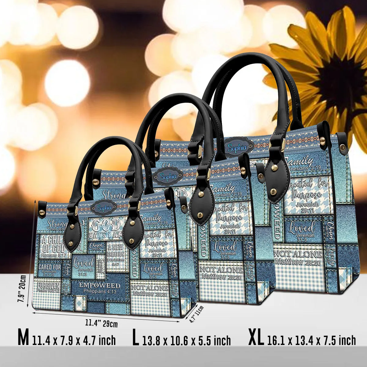 Christianartbag Handbags, Vintage Denim God Says I Am Leather Handbag, Personalized Bags, Gifts for Women, Christmas Gift, CABLTB01110923.