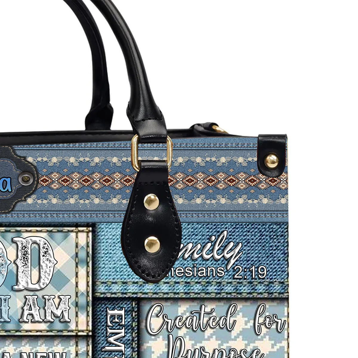 Christianartbag Handbags, Vintage Denim God Says I Am Leather Handbag, Personalized Bags, Gifts for Women, Christmas Gift, CABLTB01110923.