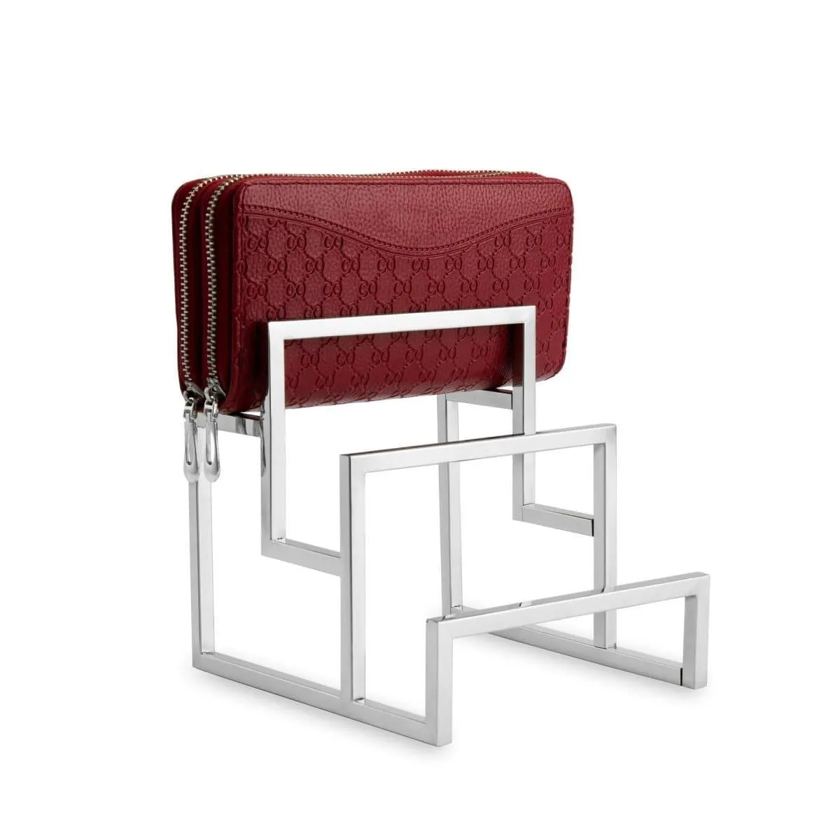 Chrome Clutch Purse Display Stand - 3 Steps Clutch Handbag Holder Purse Closet Organizer - Wallet Displays Rack for Boutique Store