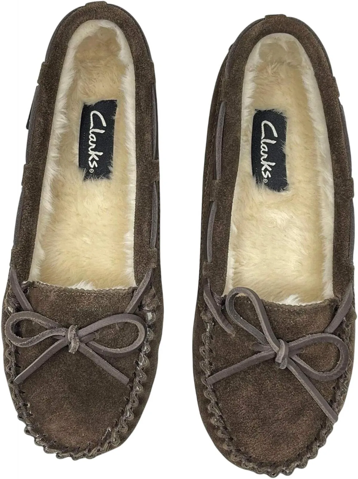 Clarks Women's Suede Moc Indoor and Outdoor Slipper Dark Brown 10M