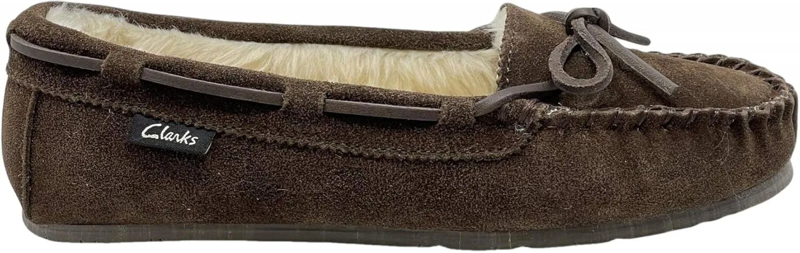 Clarks Women's Suede Moc Indoor and Outdoor Slipper Dark Brown 10M