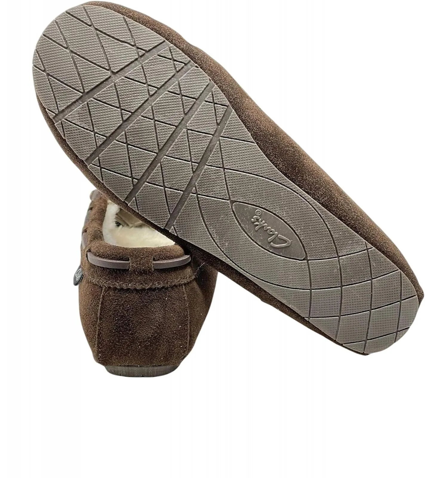 Clarks Women's Suede Moc Indoor and Outdoor Slipper Dark Brown 10M