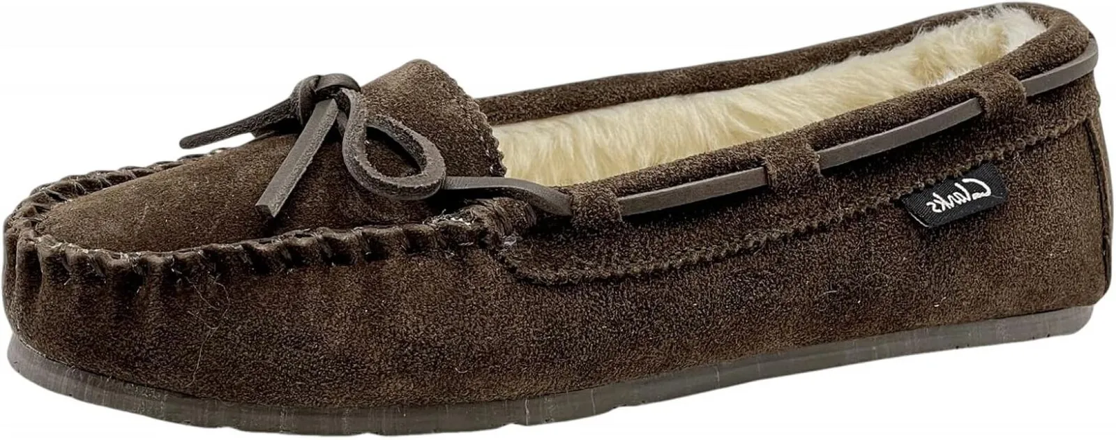 Clarks Women's Suede Moc Indoor and Outdoor Slipper Dark Brown 10M