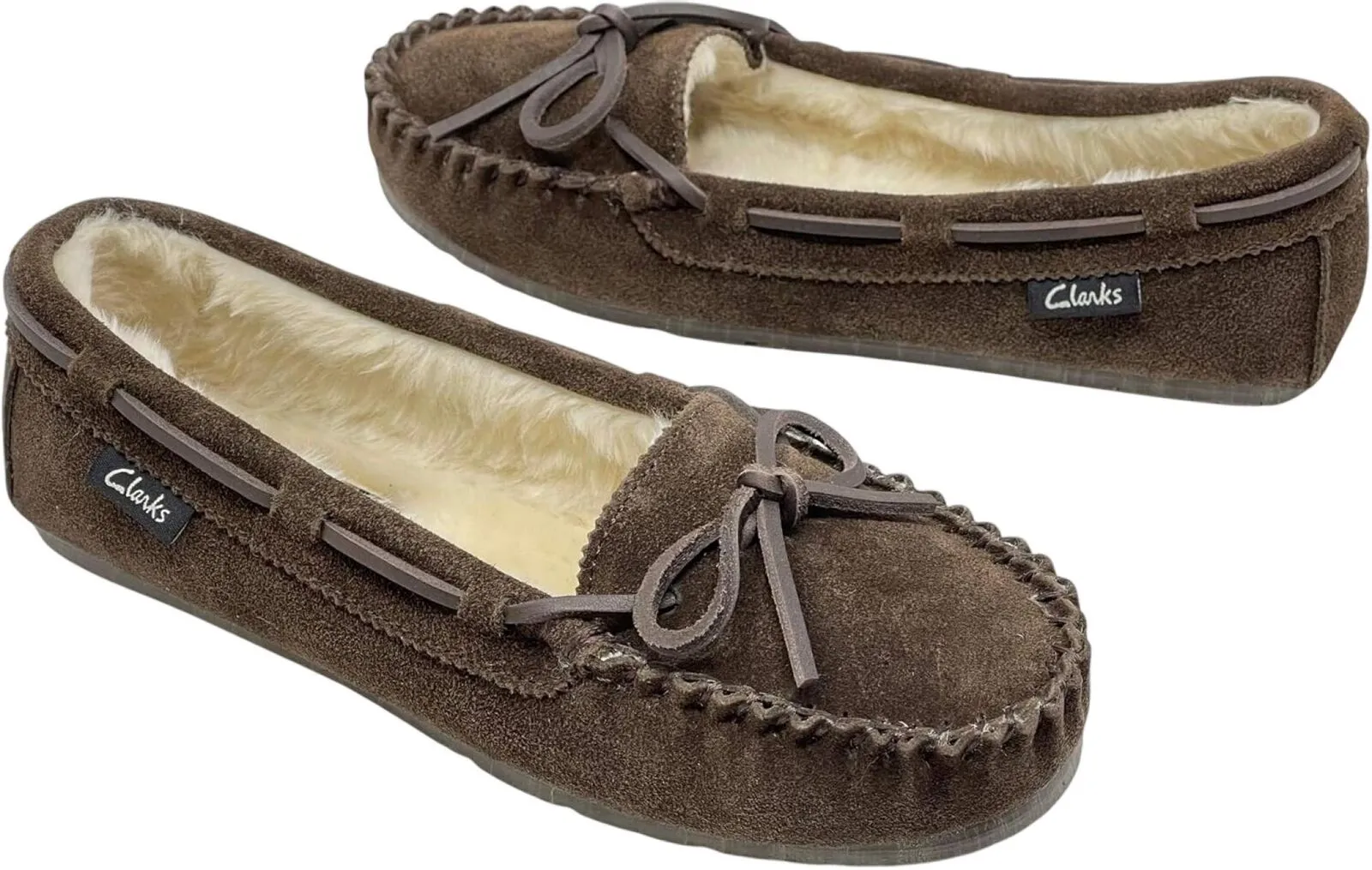 Clarks Women's Suede Moc Indoor and Outdoor Slipper Dark Brown 10M