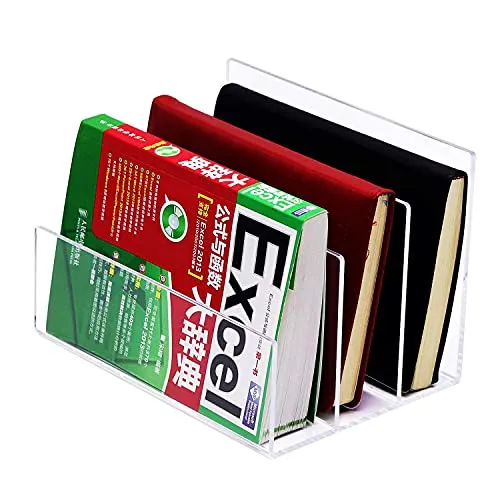 Clear Acrylic File Sorter, 3 Sections Desk Plastic File Folder Rack, Clear Office File Organizer for Document Paper Letter Book Envelope Laptop Makeup Eye Shadow Palette Mail Electronic Purse
