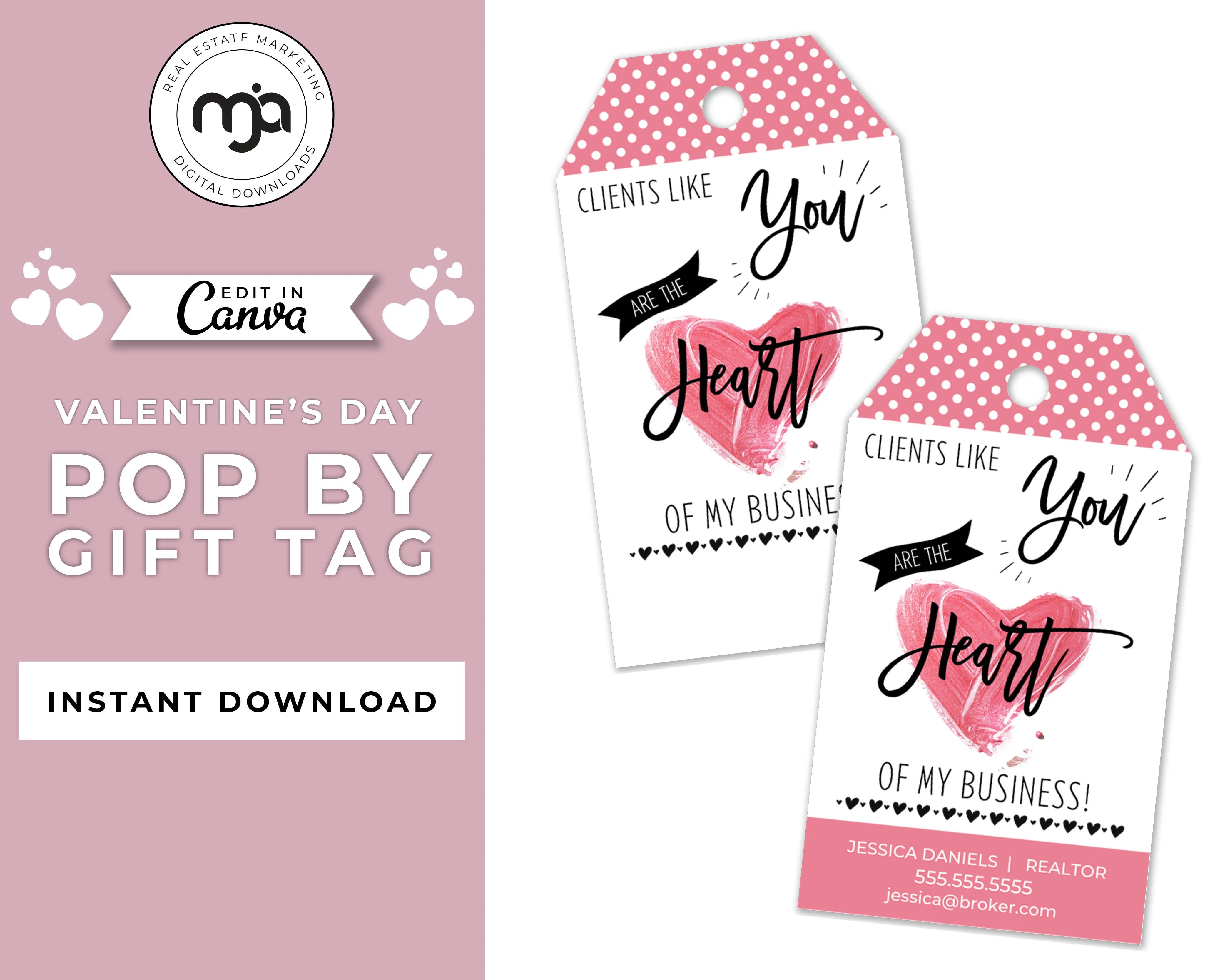 Clients Like You Are the Heart of My Business - Valentines Day Pop By Gift Tag