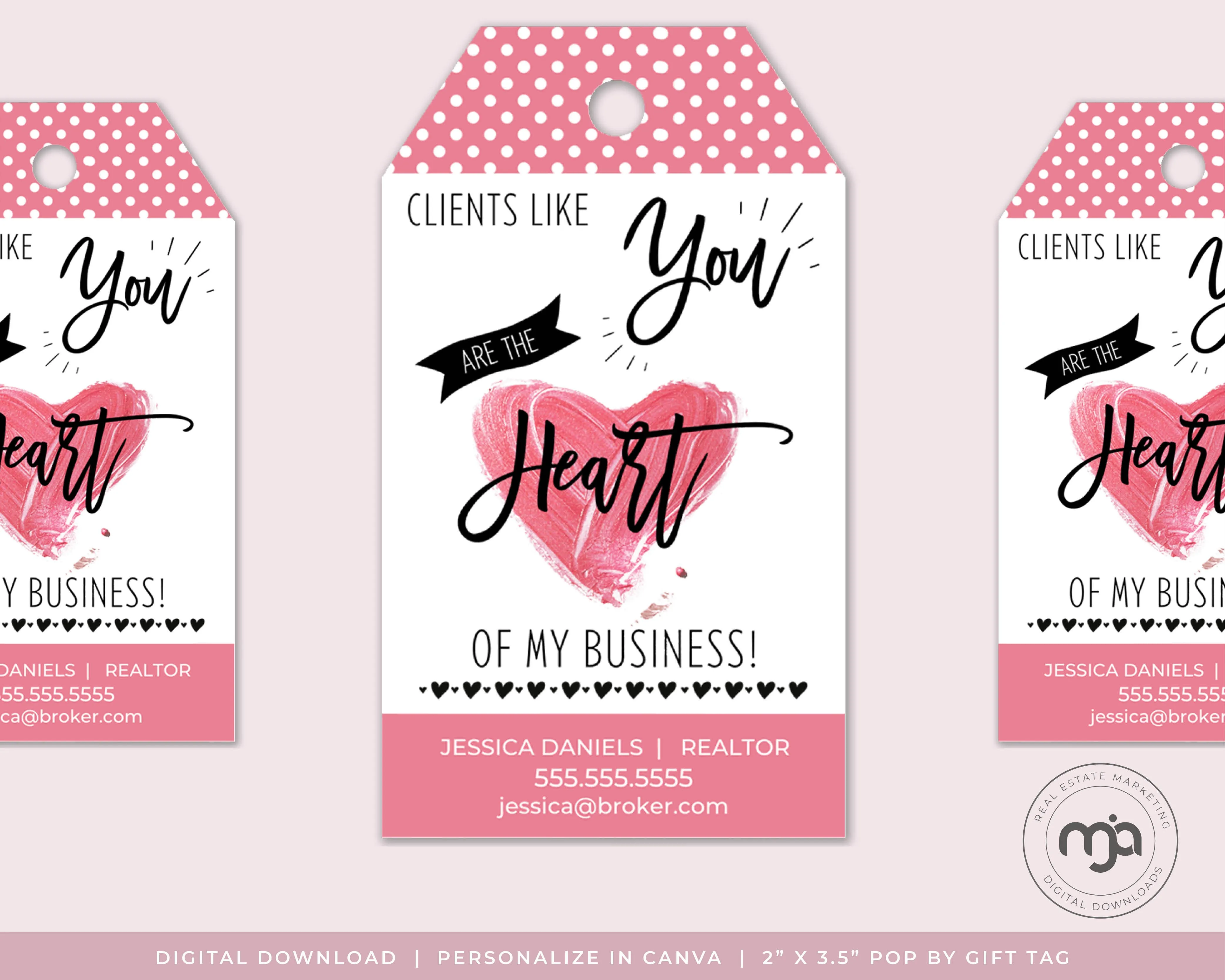 Clients Like You Are the Heart of My Business - Valentines Day Pop By Gift Tag