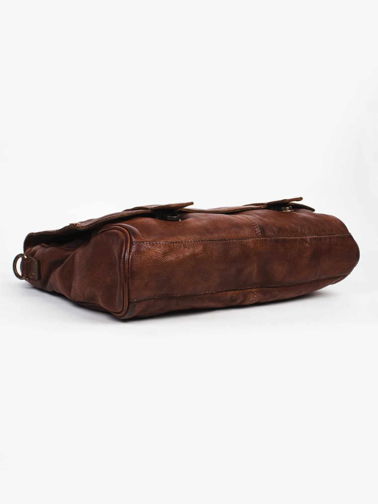 Cognac Leather Men's Messenger Bag By Art N Vintage
