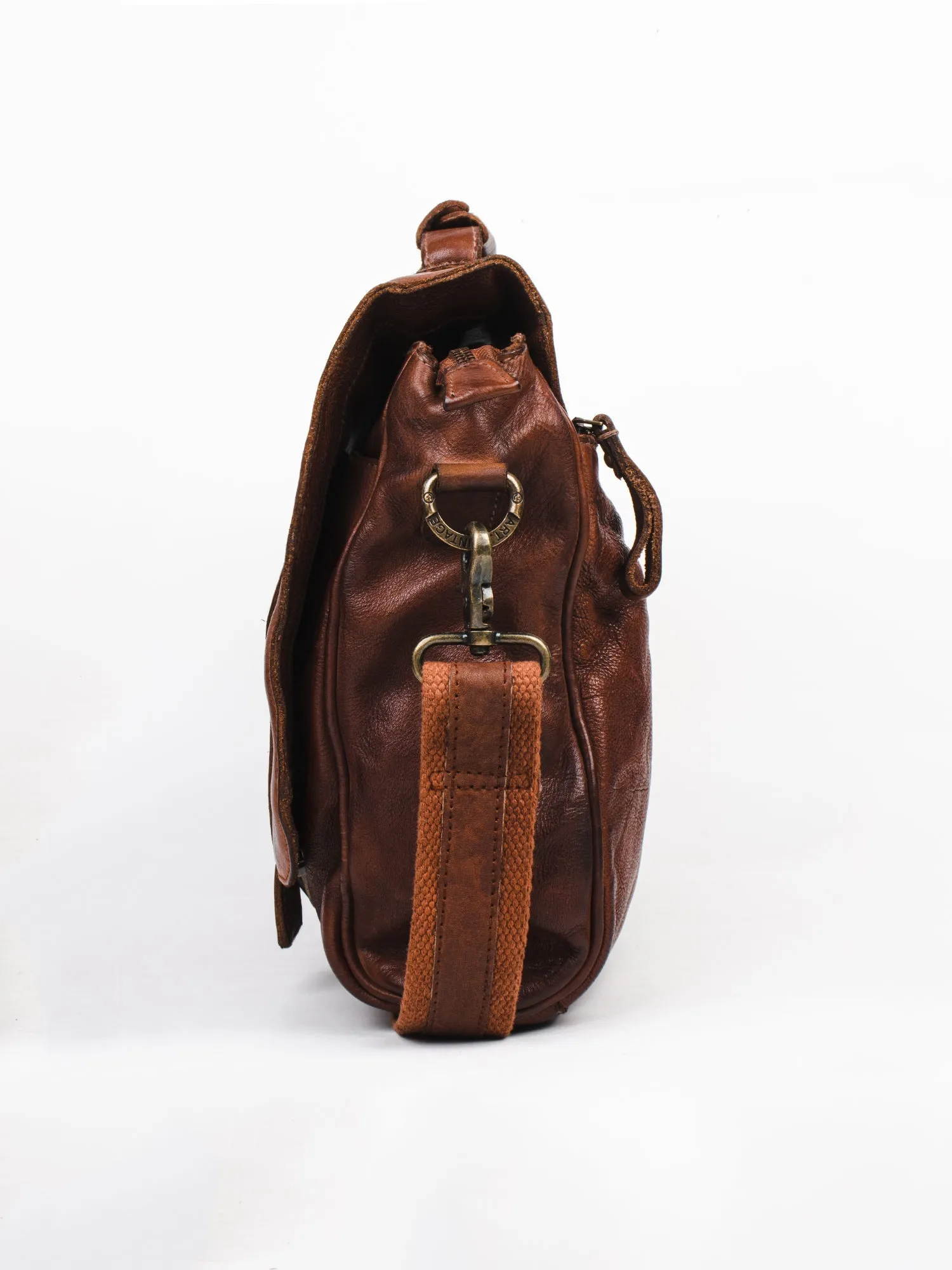 Cognac Leather Men's Messenger Bag By Art N Vintage