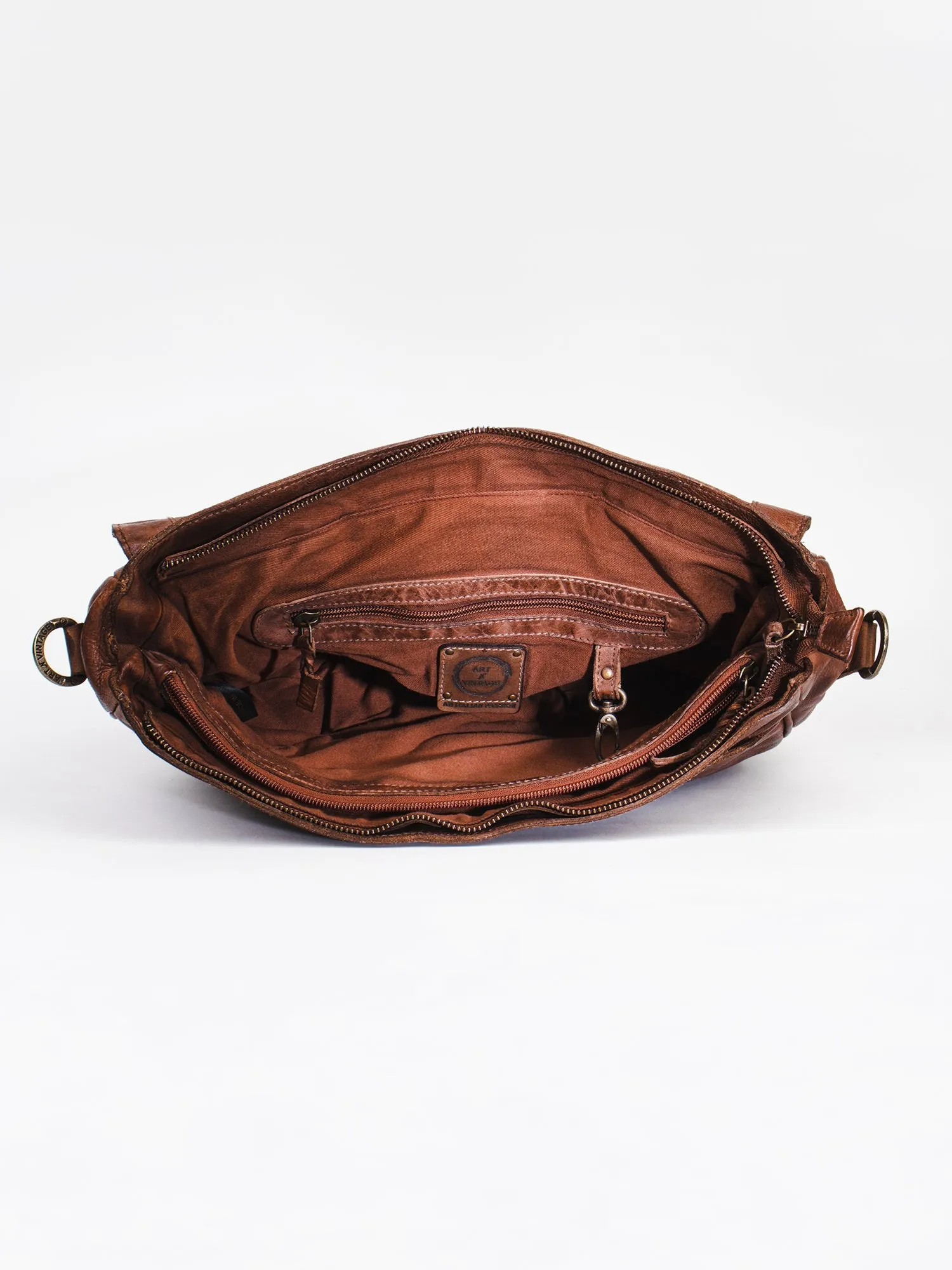 Cognac Leather Men's Messenger Bag By Art N Vintage