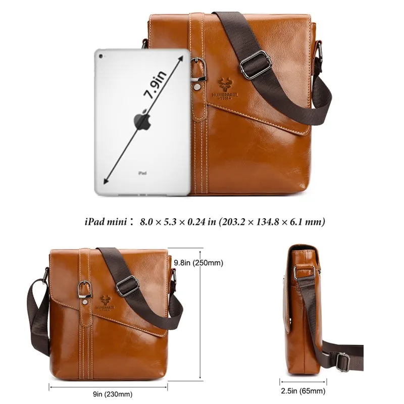 Cowhide Leather Business Shoulder Bags For 7.9'' iPad
