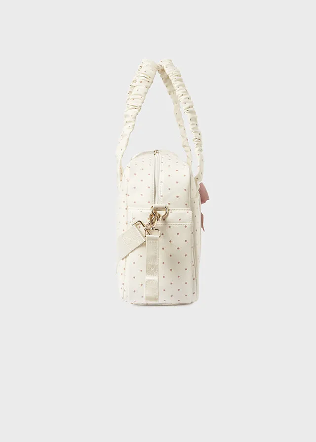 Cream Polka Dot Weekender Bag