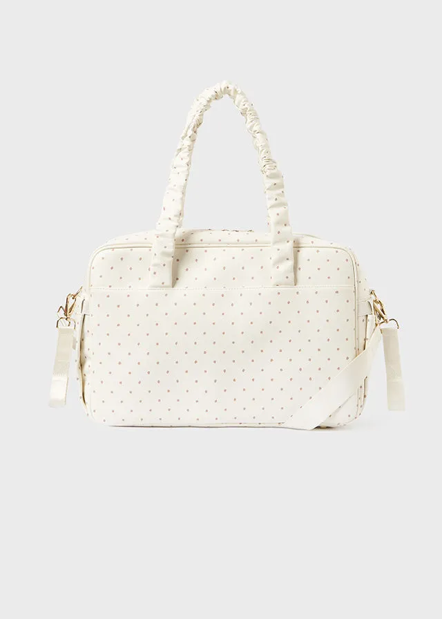 Cream Polka Dot Weekender Bag