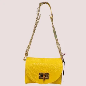 CROC EMBOSSED GENUINE LEATHER CROSSBODY PURSE