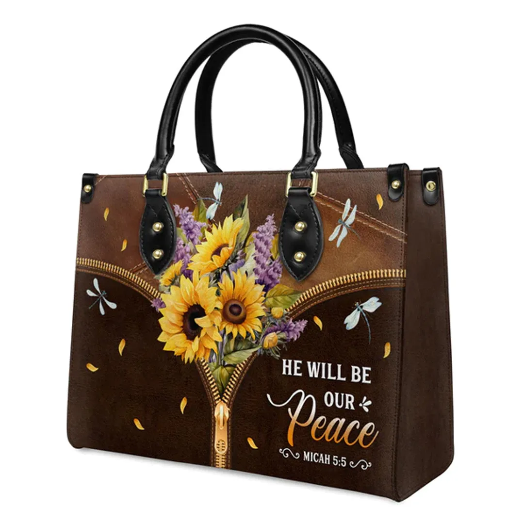 Customized Christian Art Leather Handbag - Inspirational Floral Design with Psalm Quote