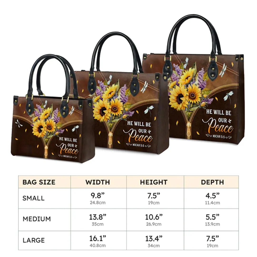 Customized Christian Art Leather Handbag - Inspirational Floral Design with Psalm Quote