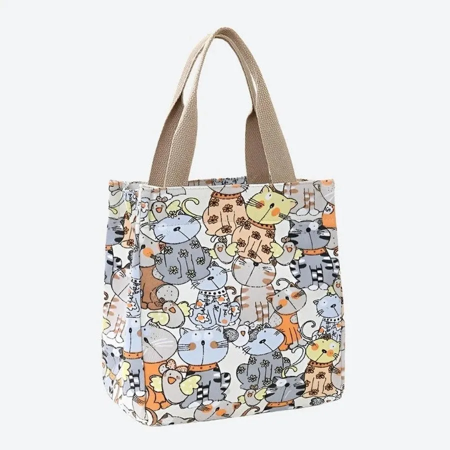 Cute Cat Print Tote Bags
