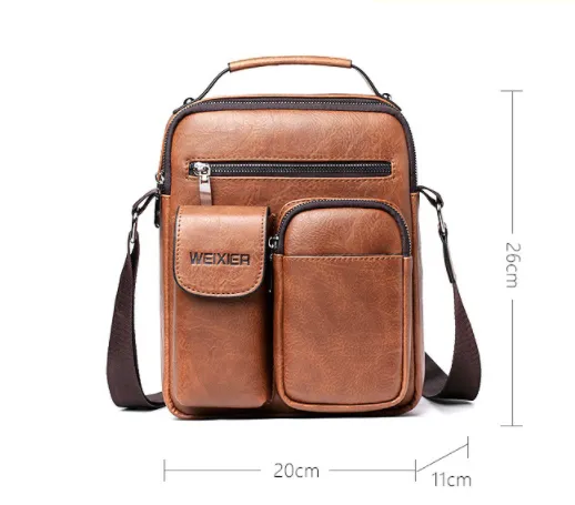 Cyflymder Men Shoulder Bag for 10.5" iPad Large Men Handbag PU Leather Man Shoulder Crossbody Bags Business Travel Man Messenger Bag Brown Gifts for Men
