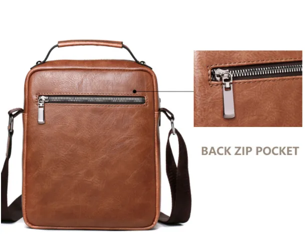 Cyflymder Men Shoulder Bag for 10.5" iPad Large Men Handbag PU Leather Man Shoulder Crossbody Bags Business Travel Man Messenger Bag Brown Gifts for Men