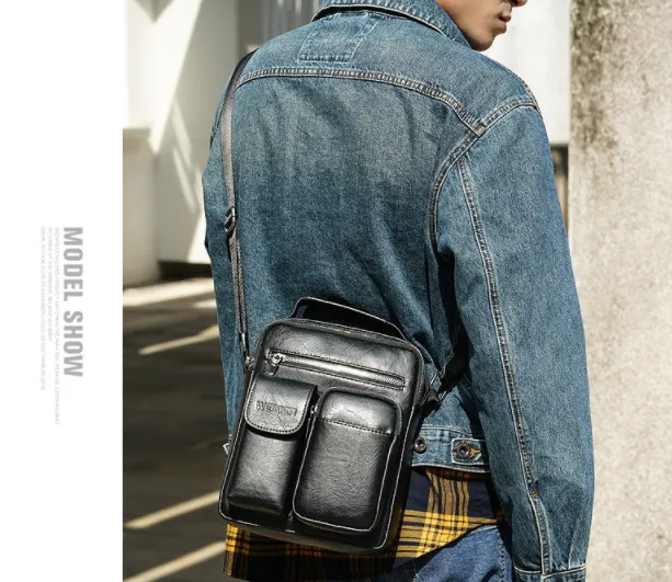 Cyflymder Men Shoulder Bag for 10.5" iPad Large Men Handbag PU Leather Man Shoulder Crossbody Bags Business Travel Man Messenger Bag Brown Gifts for Men