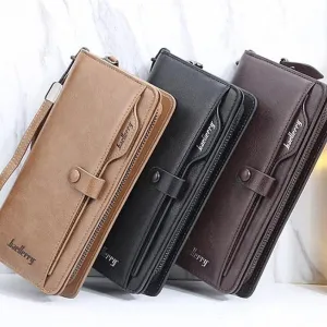 Cyflymder New Arrival Leather Men Wallets Large capacity Driver License Phone Wallet Casual Male Clutch Long Zipper Coin Purses carteir