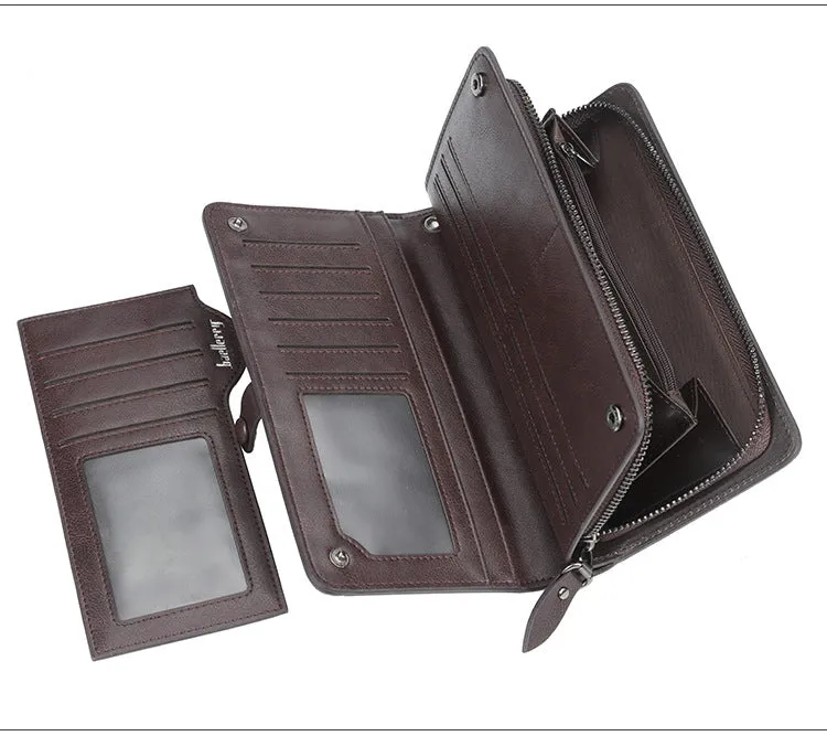 Cyflymder New Arrival Leather Men Wallets Large capacity Driver License Phone Wallet Casual Male Clutch Long Zipper Coin Purses carteir
