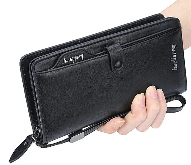 Cyflymder New Arrival Leather Men Wallets Large capacity Driver License Phone Wallet Casual Male Clutch Long Zipper Coin Purses carteir