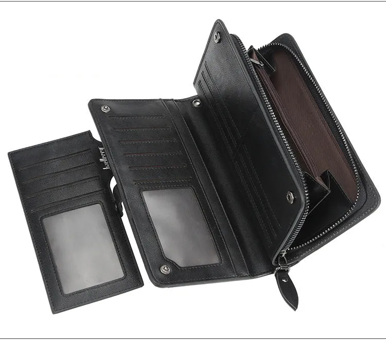 Cyflymder New Arrival Leather Men Wallets Large capacity Driver License Phone Wallet Casual Male Clutch Long Zipper Coin Purses carteir