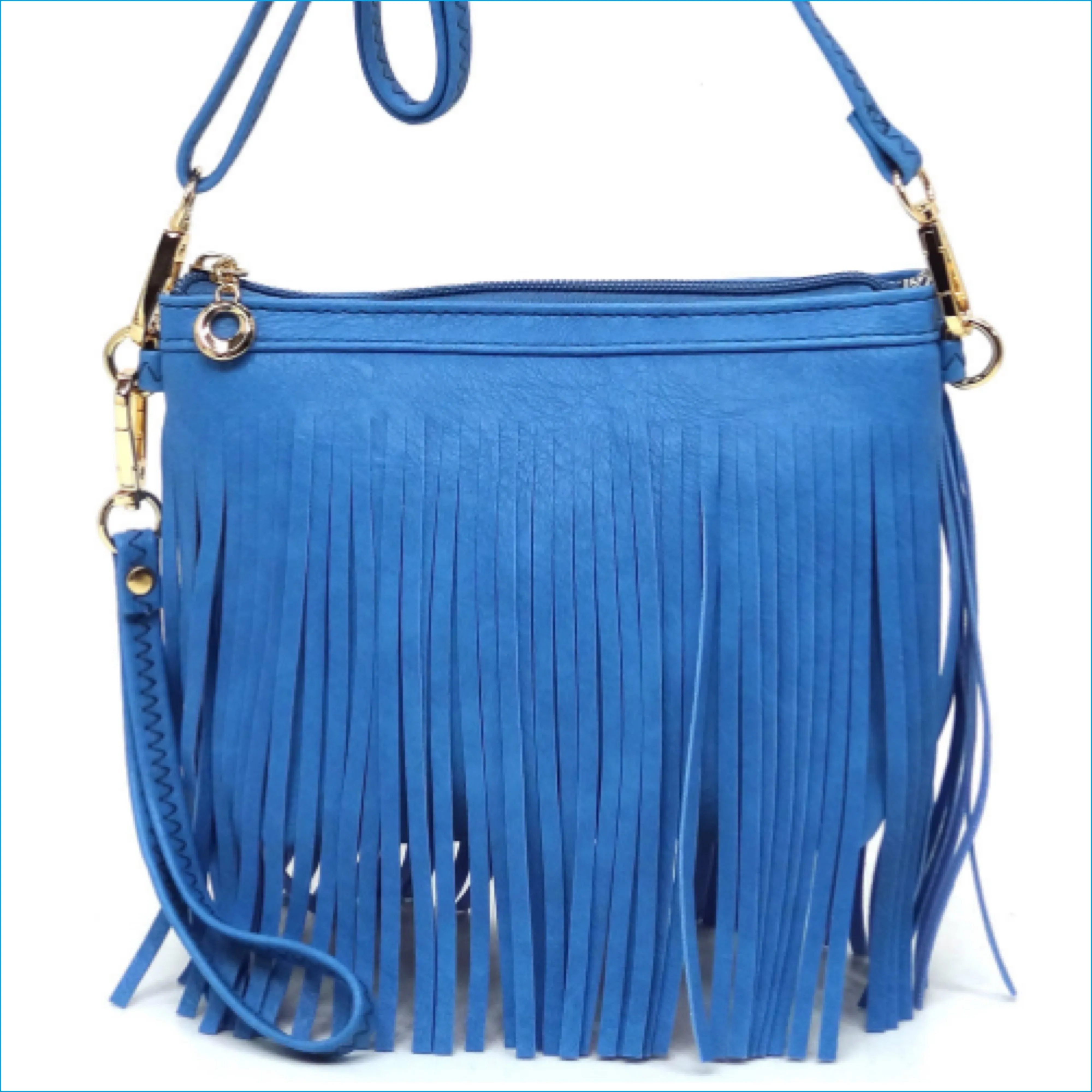 Denim Blue Fringe Crossbody/Wristlet/Clutch