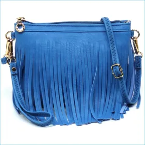 Denim Blue Fringe Crossbody/Wristlet/Clutch