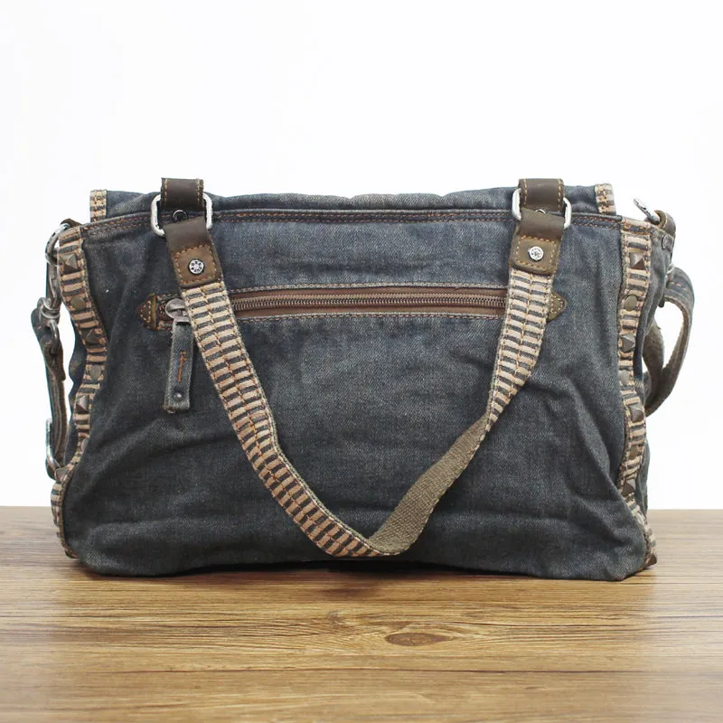 Denim Side Bags Womens Blue Denim Messenger Bag Vintage Denim Shoulder Bag For Women