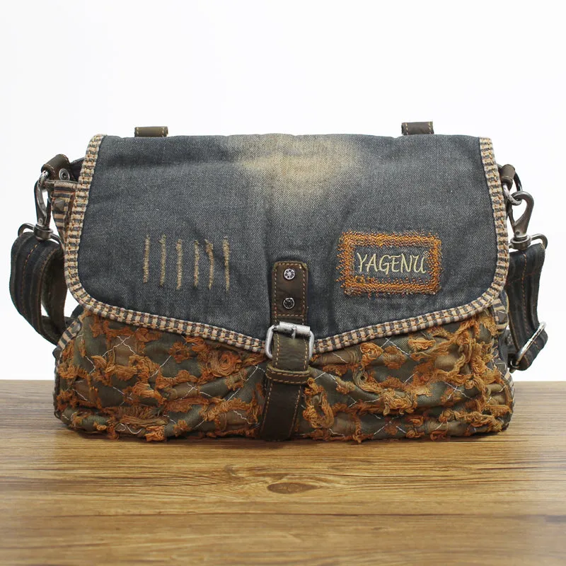 Denim Side Bags Womens Blue Denim Messenger Bag Vintage Denim Shoulder Bag For Women