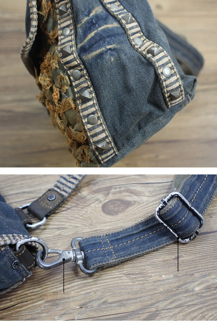 Denim Side Bags Womens Blue Denim Messenger Bag Vintage Denim Shoulder Bags For Women