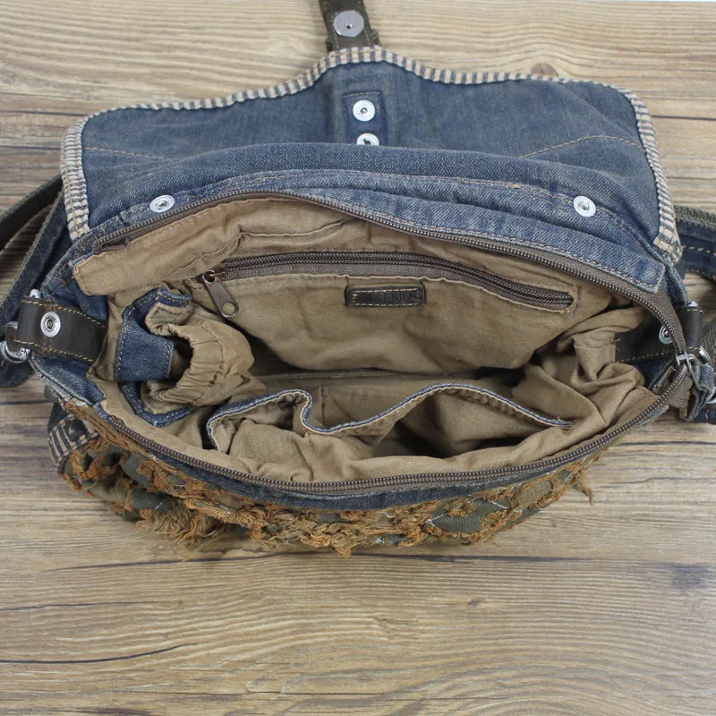 Denim Side Bags Womens Blue Denim Messenger Bag Vintage Denim Shoulder Bags For Women